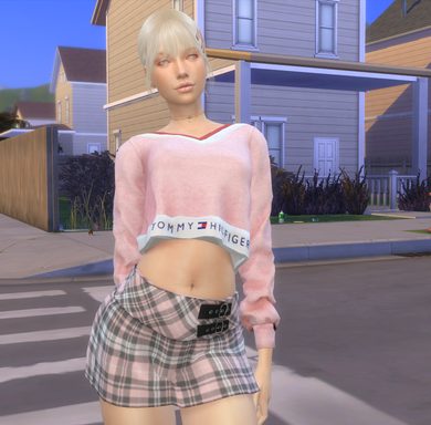 the sims 4 custom character download blonde female Dominika Novotny by Bonita100 Body View