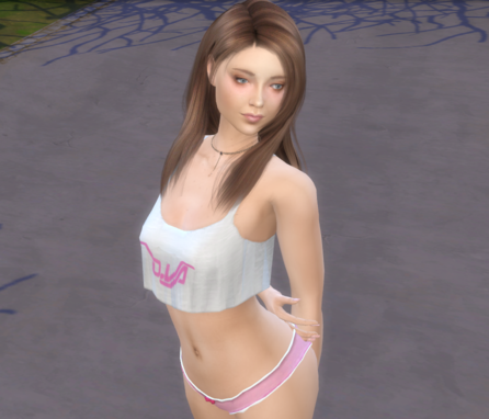 sims realistic style download brown hair female Eliza Kim by Bonita100 Body View