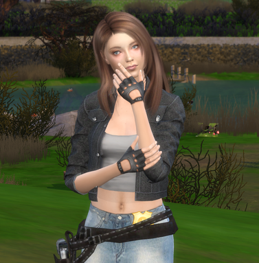 the sims 4 custom character download brown hair female Eliza Kim by Bonita100 Body View