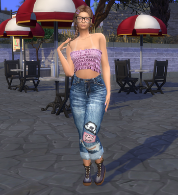 sims game custom sim download brown hair female Bianka Richter by Bonita100 Body View