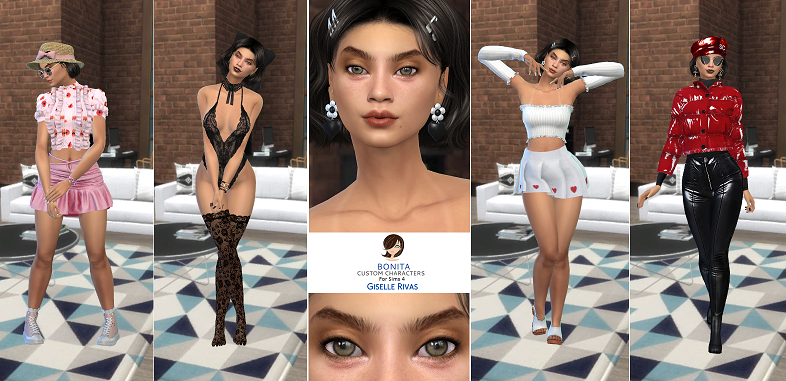 sims4 cc download brunette female Giselle Rivas by Bonita100 Full CAS Preview