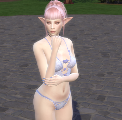 sims4 alpha cc style download dyed-hair female Elvene Fengella by Bonita100 Body View