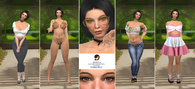 the sims 4 custom character download brunette female Chiara Ricci by Bonita100 Full CAS Preview