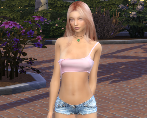 sims game custom content download dyed-hair female Milena Darius by Bonita100 Body View