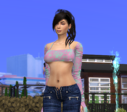 sims4 alpha cc style download brunette female Gazme Demir by Bonita100 Body View