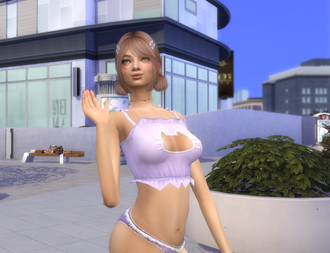 sims4 high detail download dyed-hair female Hanna Boros by Bonita100 Body View