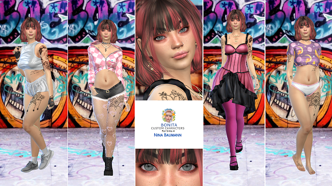 sims custom sim download girl Nina Baumann by Bonita100 Full CAS Preview