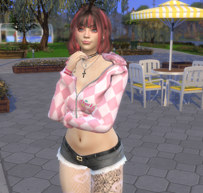 sims game custom content download dyed-hair female Nina Baumann by Bonita100 Body View