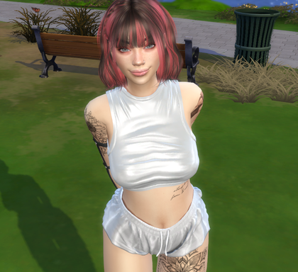 the sims 4 custom sim download dyed-hair female Nina Baumann by Bonita100 Body View