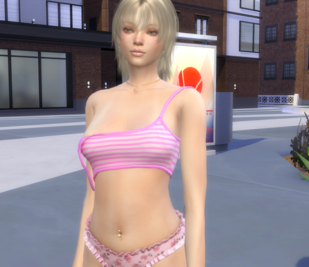 sims 4 custom character download blonde female Ava Wilson by Bonita100 Body View