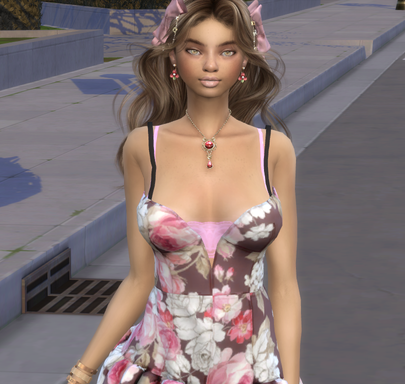 sims4 alpha cc download brown hair female Grace Khalid by Bonita100 Body View