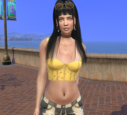 sims4 custom sim download brunette female Delilah Malka by Bonita100 Body View