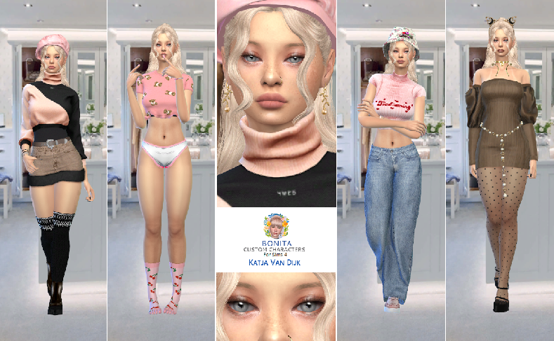 sims 4 premium cc download blonde female Katja Van Dijk by Bonita100 Full CAS Preview