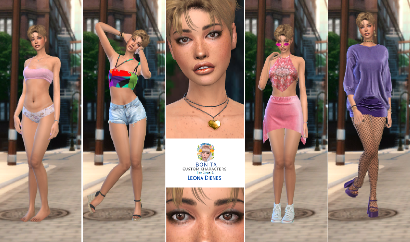 sims game custom character download girl Leona Dienes by Bonita100 Full CAS Preview