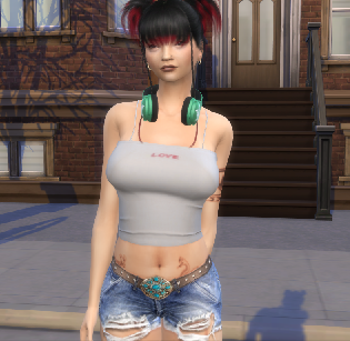 sims game alpha cc style download dyed-hair female Chelsea Liang by Bonita100 Body View