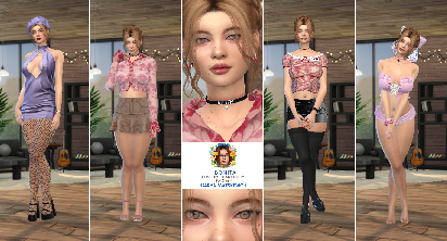 Darya Matskevich redhead custom character Sims 4 CAS outfit preview - thumbnail