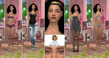 Meriem Ben Hadda brunette custom character Sims 4 CAS outfit preview - thumbnail
