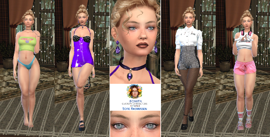 sims game custom content download blonde female Sofie Rasmussen by Bonita100 Full CAS Preview