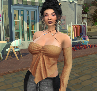 sims4 premium cc download brunette female Mei Prescott by Bonita100 Body View