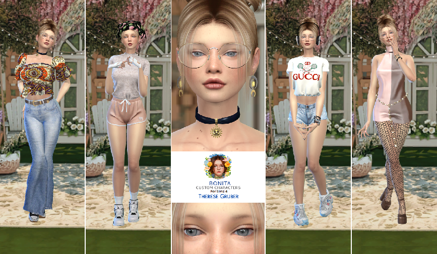 the sims 4 custom character download blonde female Therese Gruber by Bonita100 Full CAS Preview