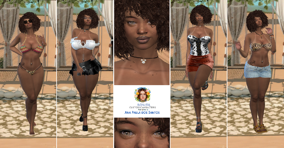 sims game custom character download girl Ana Paula dos Santos by Bonita100 Full CAS Preview