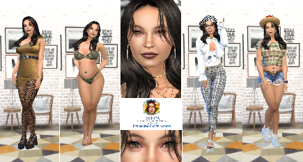Fernanda Castellanos young custom character Sims 4 CAS outfit preview - thumbnail