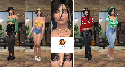 Giulia Romano young custom character Sims 4 CAS outfit preview - thumbnail