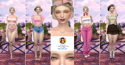 Freja Madsen young custom character Sims 4 CAS outfit preview - thumbnail