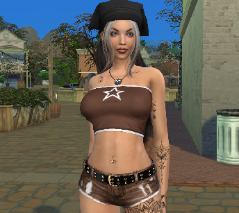 sims 4 high detail download dyed-hair female Rocio Rojas by Bonita100 Body View