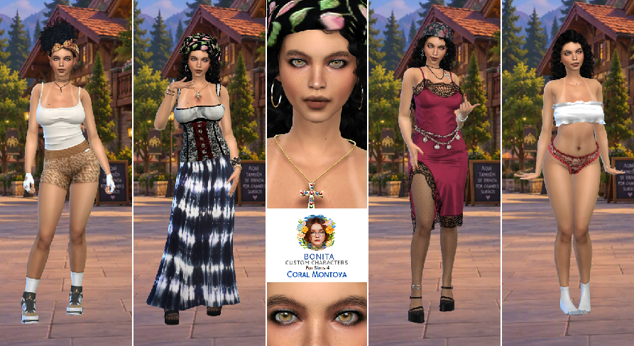 sims4 alpha cc style download brunette female Coral Montoya by Bonita100 Full CAS Preview