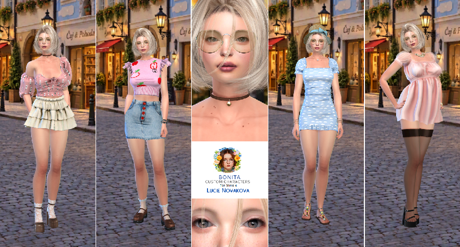 sims 4 custom sim download blonde female Lucie Novakova by Bonita100 Full CAS Preview