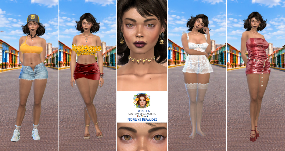 sims4 high detail download brunette female Norelys Bermudez by Bonita100 Full CAS Preview