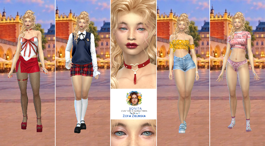 sims 4 custom content download blonde female Zofia Zielinska by Bonita100 Full CAS Preview